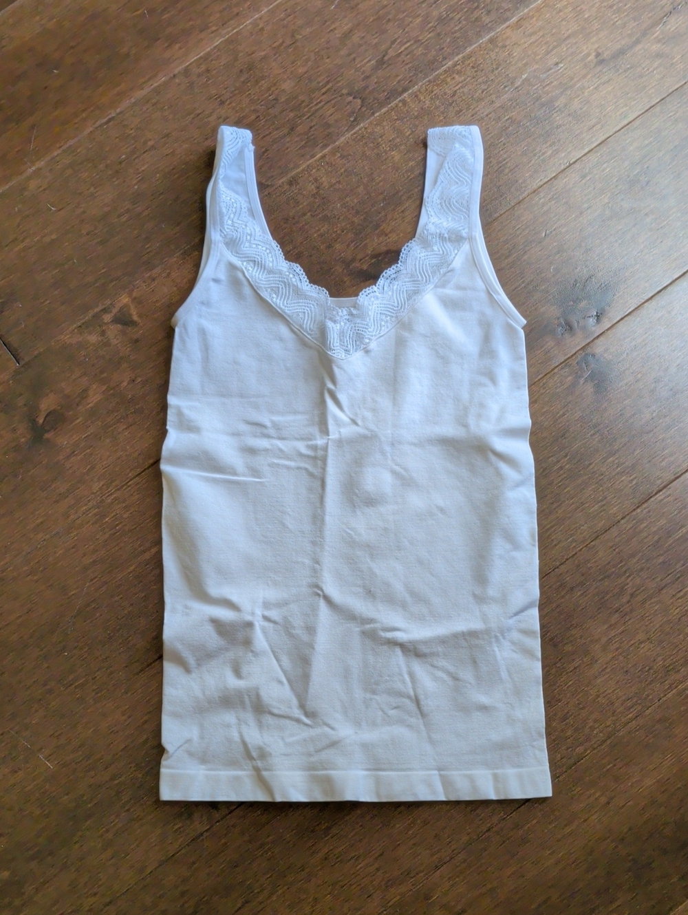 White Lace Trim V-Neck Tank Top